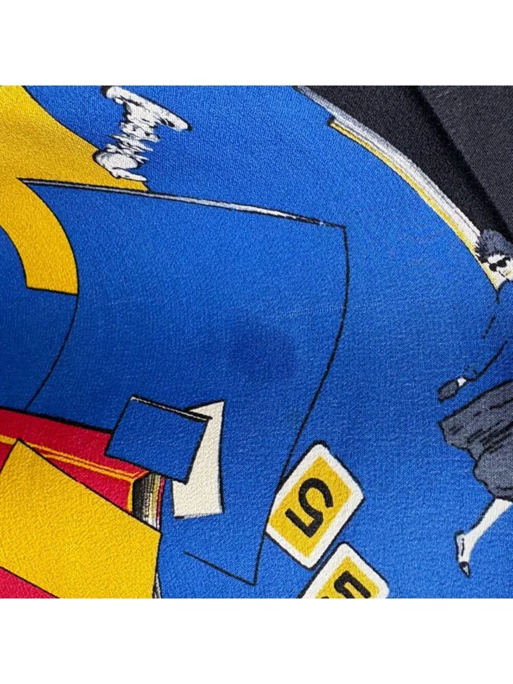 Chanel CC Logo Scarf Silk Blue Black Multicolor